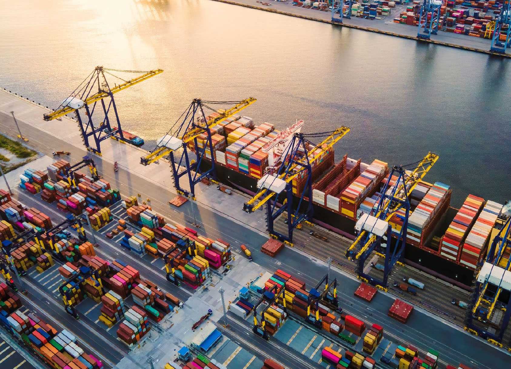 Container terminal at night